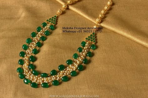 Layered Stone Necklaces, Emerald Mala, Emerald Beads Mala, Ruby Jewelry Necklaces, Mango Necklace, Kundan Necklace Set, Online Gold Jewellery, Beautiful Gold Necklaces, Pearl Necklace Designs