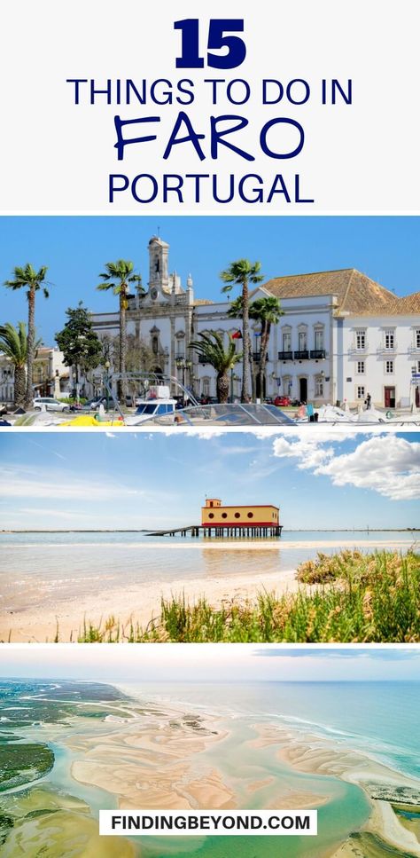 15 Best Things to do in Faro, Portugal | Finding Beyond  Faro is southern Portugal’s main entry point for tourists and backpackers. The city is located in the Algarve region and is alive with culture, history and wildlife. This, combined with the exciting buzz of visitors traveling through and locals going about their daily lives makes Faro a fun place to visit. Tavira Portugal, Ericeira Portugal, Faro Portugal, Portugal Vacation, Portugal Travel Guide, Visit Portugal, Beautiful Cities, European Destinations, Algarve Portugal