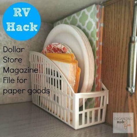 Diy Storage For Small Spaces, Auto Camping, Kitchen Storage Hacks, Rv Organization, Magazine Files, Beach Hacks Clever Ideas, Beach Hacks Kids, Camper Storage, Small Kitchen Storage