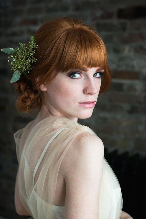 Brides With Bangs | Brides with Fringes | Wedding Hair Inspiration | Bridal Musings 12 Bridal Hair With Fringe, Bridal Bangs, Wedding Hair Bangs, Trendy We Fryzurach, Vintage Bridal Hair, Romantic Wedding Hair, Wedding Hair Inspiration, Braided Updo, Style Hair