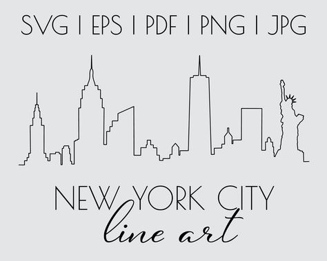 Nyc Skyline Tattoo, Architectural Wall Art, Skyline Tattoo, Line Art Svg, Skyline Illustration, Minimalist Jewelry Silver, New York Tattoo, Simple Wall Art, New York City Skyline