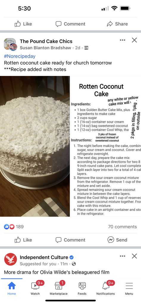 Rotten Coconut Cake Recipe, Cocunut Cake, Antique Recipes, Coconut Cake Recipe, Delicious Cake Recipes, Delicious Cake, Party Menu, Coconut Cake, Butter Cake