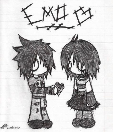 Love Cartoon Drawings, Emo Love Cartoon, Love Cartoon, Emo Love, Cartoon Drawings, Drawings, Art