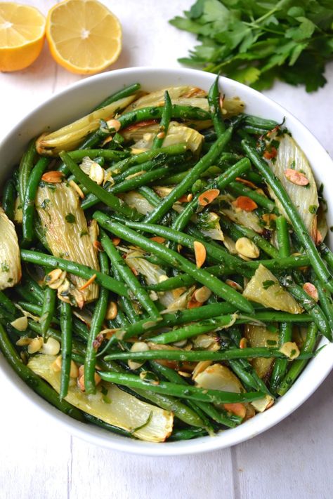 Green Bean Roasted, Roasted Fennel Salad, Fresh Vegetable Recipes, Green Bean Salad, Fennel Recipes, Whole30 Keto, Roasted Fennel, Fennel Salad, Fresh Salad