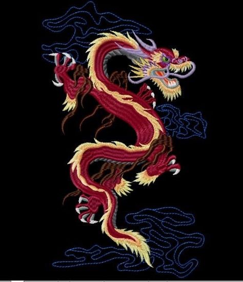 Dragon embroidery machine design Machine Dragon, Dragon Embroidery Design, Patterns For Embroidery, Protection Tattoo, Chinese New Year Dragon, Dragon Embroidery, Handmade Embroidery, Dragon Design, Chinese Dragon