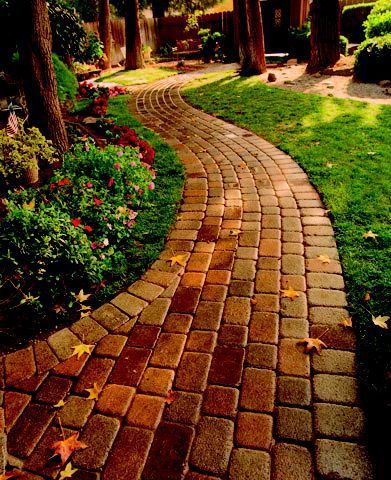 Brick Pathway, Paver Designs, Pavers Backyard, Walkway Landscaping, Walkway Design, Brick Path, Brick Walkway, Pathway Landscaping, Paver Walkway