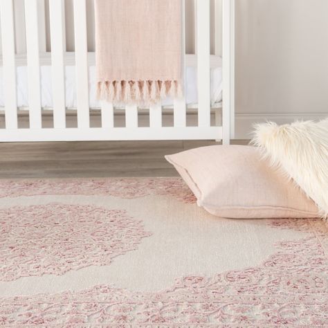 Pink Nursery Rug, Nursery Ideas Girl Pink, Girls Room Rugs, Small Nursery Ideas, Small Nursery, Girl Nursery Room, Nursery Rug, Jaipur Living