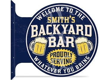 Bar and grill sign | Etsy Backyard Patio Bar, Bar And Grill Sign, Stone Backyard, Grill Sign, Backyard Signs, Metal Welcome Sign, Poolside Bar, Painted Wood Walls, Patio Signs