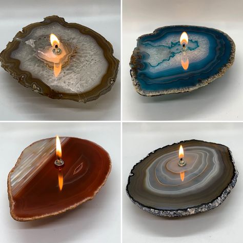 Agate Rock Oil Candle Lamps - Found In The Ground Candles Rock Candle Holder, Agate Candle, Agate Rock, Stone Candle Holder, Rock Candle, Agate Rocks, Easy Coffee Recipes, Candle Lamps, Stone Lamp