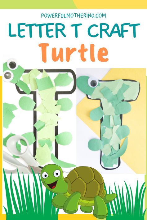 Does your child need assistance in learning all about the alphabet? Is he/she fond of turtles? Instead of plain and boring activities, this fun and unique letter craft would be perfect for your child! Check out the blog over at Letter T Craft: Turtle for more details! This turtle craft would help keep your child interested in learning all about the alphabet! This also counts as a Learning activity, Educational activity, Alphabet activity, Alphabet craft, Kids craft, and Kids activity all in one! T Is For Turtle Craft, T For Turtle Craft, T For Turtle, Letter T Crafts For Toddlers, Turtle Arts And Crafts, Letter T Activities For Preschool, Letter T Craft, Craft Turtle, T Is For Turtle