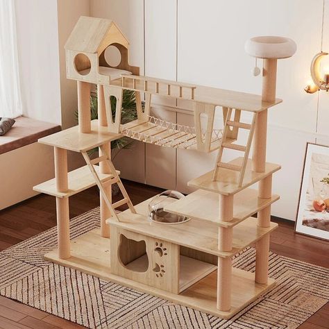 Large Wooden Cat Tower for Big Cats -Introducing the ultimate cat playground for your beloved big cat! Our Deluxe Wooden Cat Tower is more than just a piece of furniture; it's a multi-tiered adventure land designed to cater to your cat's natural instincts to climb, scratch, and lounge. Crafted with high-quality wood, this elegant yet sturdy cat tower is a must-have for cat owners seeking a blend of style and functionality. https://leisureera.store/large-wooden-cat-tower-for-big-cats/ Big Cat House, Cozy Hammock, Office Reception Furniture, Cat Towers, Tower Stand, Cat Playground, Tower House, Cat Bed Furniture, Wooden Cat