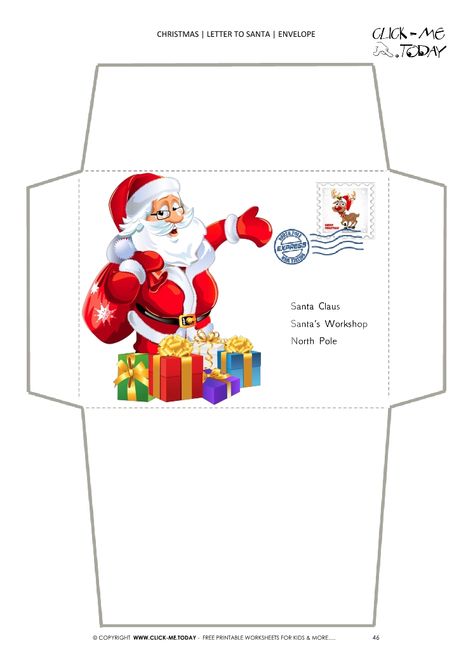 Cute Santa envelope to Santa Claus print out with stamp 46 Xmas Envelope, Santa Envelope, Christmas Card Verses, Xmas Letter, Envelopes Printable, Santa Claus Crafts, Christmas Card Envelopes, Santa Template, Print Christmas Card