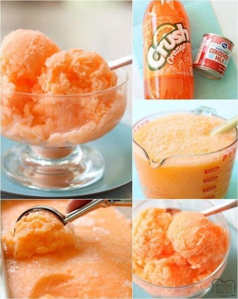 Cooking With Brenda Gantt | 2-INGREDIENT ORANGE SHERBERT Orange Sherbet Recipe, Sherbet Recipes, Orange Sherbert, Orange Sorbet, Homemade Ice Cream Recipes, Sorbet Recipes, Orange Sherbet, Orange Soda, Orange Recipes