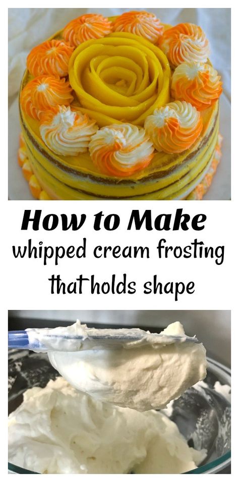 Whipped Icing For Decorating Cakes, Whipped Piping Frosting, Whipped Cream Stabilizer How To Make, Whipped Frosting For Decorating, Icing For Piping On Cakes, Frosting For Piping Cakes, Bakery Whipped Frosting, Whipped Cream Cake Decoration, Cream Cheese Frosting For Piping