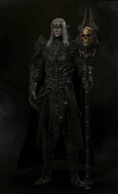 ArtStation - The Elder Scrolls Online - Mannimarco Fanart, ansdj kim Mannimarco Art, Skyrim Necromancer, The Three Fates, Skyrim Fanart, Fantasy Friends, Skyrim Art, Plate Armor, Elder Scrolls Art, Cinematic Trailer