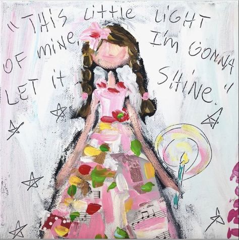 "This little light of mine,⁠ I'm gonna let it shine."⁠⭐️ ⁠ ⁠  ⁠ Whimsical Art Prints, God Made Girls, God Light, Favorite Paintings, Happy Painting, Whimsical Artwork, Gods Girl, Let It Shine, Christmas Breakfast