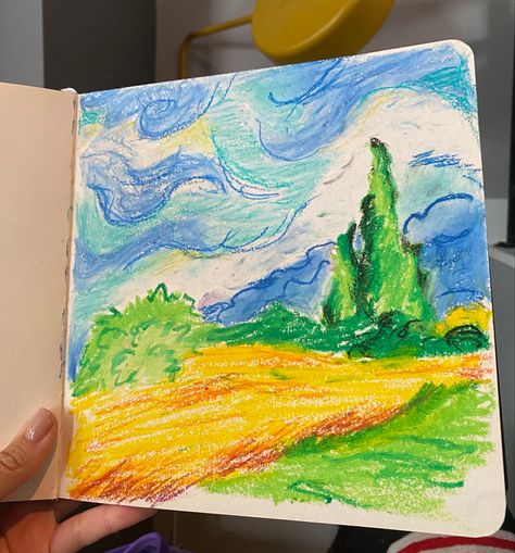 #art #oilpastelart #sketch #sketchbook #vangoghart Van Gogh Inspired, Oil Pastel Paintings, Pastel Paintings, Oil Pastel Art, Van Gogh Art, Art Idea, Pastel Art, Sketchbook Drawing, Pastel Painting