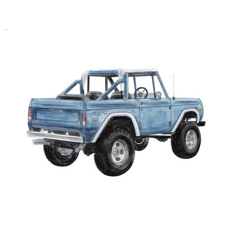 Gray Blue Ford Bronco Art Forest Nursery Art, Old Bronco, Truck Nursery, Classic Ford Broncos, Car Prints, Surf Gifts, Retro Surf, Animals Farm, Surf Boards