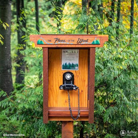 Phone of the Wind, an unconnected telephone set up by the Crossroads Hospice Society in Port Moody's Pioneer Memorial Park, acts as an intermediary, offering people a place to channel their grief by letting them speak to loved ones who have died. Read this beautiful article by CBC. Wind Phone, Port Moody, Coping With Loss, Memorial Benches, Lost Loved Ones, I Carry Your Heart, Healing Garden, Wall Phone, Telephone Booth