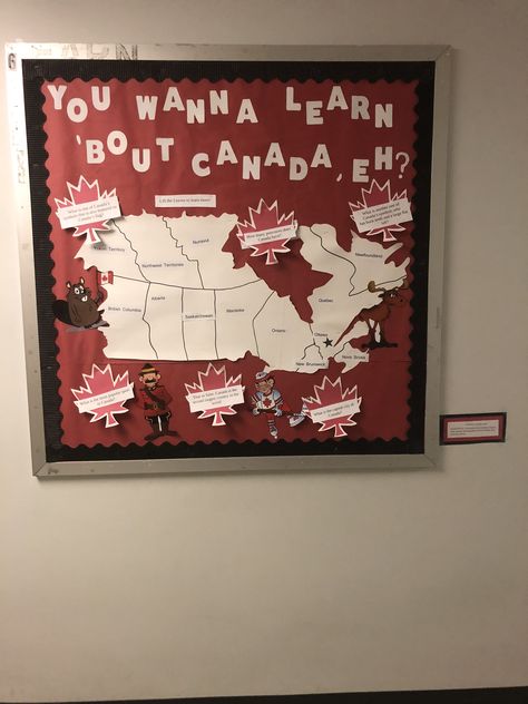 CI 361 interactive Canadian Bulletin board Canada Day Bulletin Board, Canada Bulletin Board Ideas, Writing Bulletin Boards, Canada Project, Display Boards, Bulletin Board Display, Reading Classroom, Canada Day, Display Board