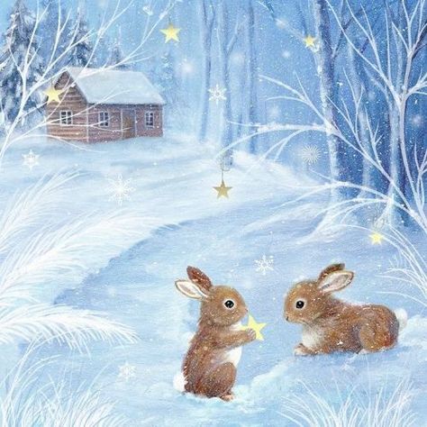 Life's little treasures | lagaleriapopurri: Sarah Summers Images Noêl Vintages, Marjolein Bastin, Art Mignon, Vintage Christmas Images, Rabbit Art, Woodland Christmas, Bunny Art, Art Et Illustration, Christmas Scenes