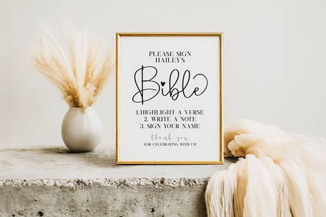 Please Sign Bible, Baby Baptism Bible Guestbook Sign, Bible Guest Book, Sign My Bible, Baby Shower Bible Sign, Digital Download Printable Bible Guest Book, Birthday Signs, Grammar Errors, My Bible, Baby Baptism, Guest Book Sign, Spelling And Grammar, Font Names, Birthday Sign