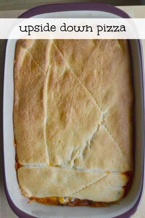 Upside Down Pizza! Super-easy to make with crescent rolls. Make With Crescent Rolls, Pizza Dishes, Upside Down Pizza, Mushroom Pizza Recipes, Crescent Roll Pizza, Deep Dish Pizza Recipe, Italian Pizza Recipe, Magically Delicious, Crescent Roll Recipes