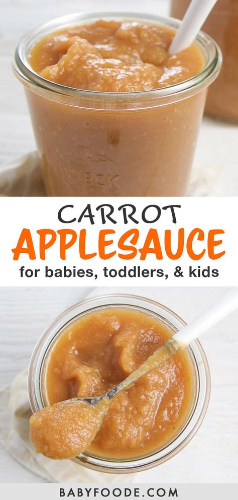 Organic Toddler Snacks, Carrot Applesauce, Baby Applesauce, Easy Baby Food Recipes, Baby Recipes, Apple Sauce Recipes, Weaning Recipes, Baby Puree, Homemade Applesauce