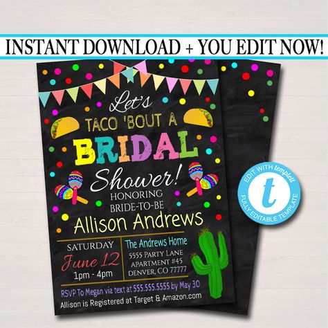 Fiesta Bridal Shower, Invite Design, Retirement Invitations, Week Schedule, Sprinkle Party, Retirement Party Invitations, Chalkboard Background, Fiesta Baby Shower, Invitation Baby Shower