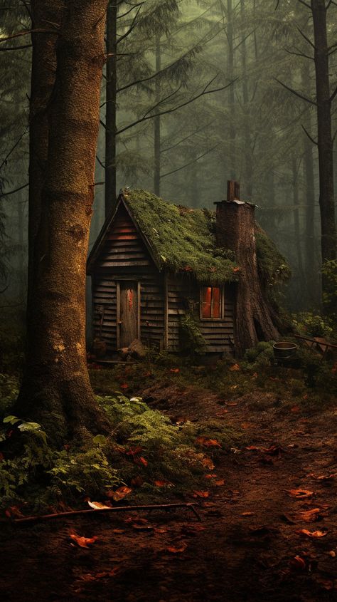 Appalachia Folklore, Cabin In The Woods Aesthetic, Fantasy Cabin, Witch Cabin, Forest Village, Old Cabin, Scarborough Fair, Little Cabin In The Woods, Creepy Houses