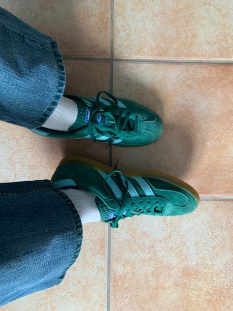 #gazelle #adidas #shoes Teal Sneakers Outfit, Green Adidas Shoes, Adidas Gazelle Green, Teal Sneakers, Gazelle Adidas, Gazelle Shoes, Adidas Spezial, Sneakers Outfit, Adidas Gazelle