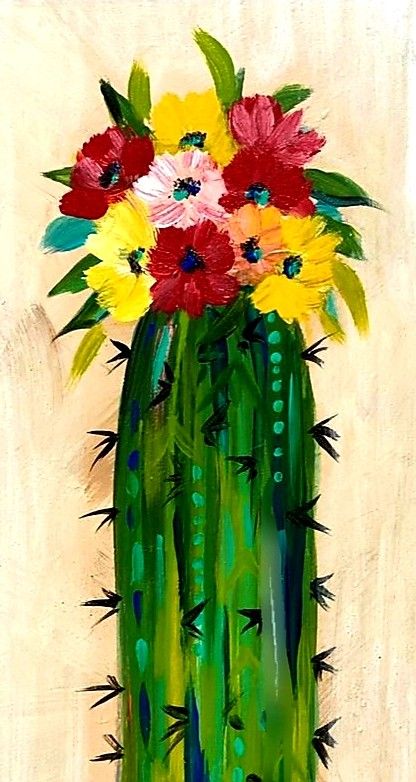 Cactus Flower Painting, Utility Covers, Cactus Images, Cactus Paintings, Mexican Artwork, Terracotta Flower Pots, Succulent Art, Cactus Painting, Southwestern Art