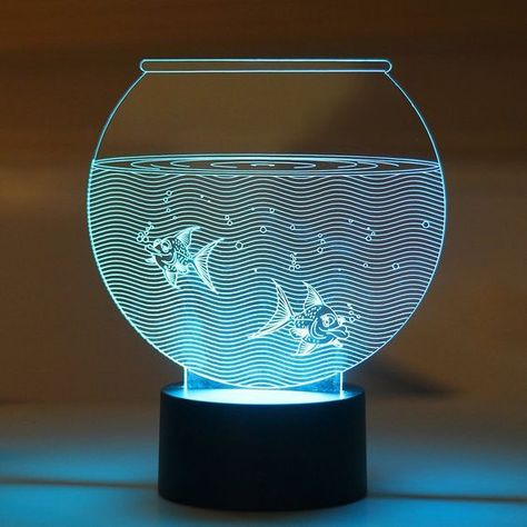 Luminaria Diy, Laser Cut Lamps, Aquarium Led, 3d Led Lamp, Usb Lamp, Led Projects, Mood Lamps, 3d Illusion Lamp, Led Night Lamp