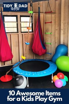 Garage Sensory Gym, Indoor Jungle Gym Diy Basement, Garage Play Area For Kids, Kids Garage Playroom, Basement Jungle Gym For Kids, Garage Kids Playroom, Play Gym Diy, Kids Gym Room, Active Playroom