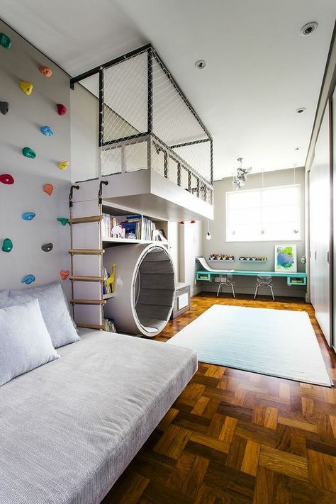 Indoor Playroom, Murphy Bed Plans, Kids Rooms Diy, Real Estat, Playroom Design, Climbing Wall, Indoor Playground, Boys Bedrooms, Kids Room Design