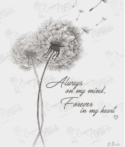 Dandelion Tattoo Quote, Dandelion Tattoo Design, Beautiful Pencil Drawings, Dandelion Tattoo, Easy Drawing Steps, Forever In My Heart, Dandelion Flower, Always On My Mind, Cursive Fonts