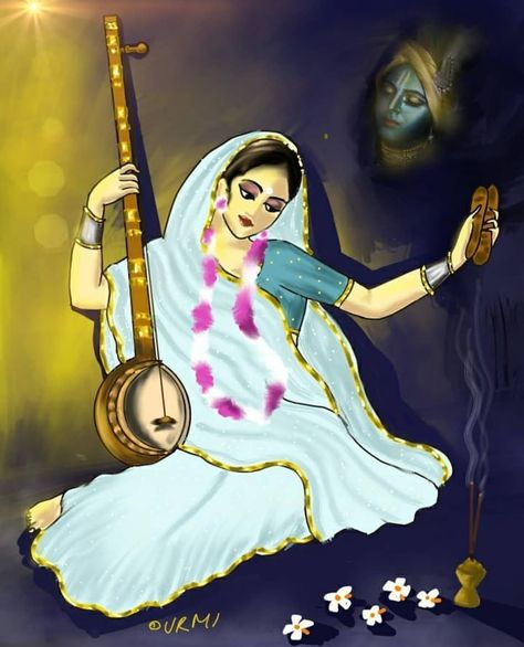 Mira Bai Drawing, Meera Krishna, Meera Bai, Durga Maa Paintings, Krishna Video, Saraswati Devi, Krishna Drawing, Barbie Cartoon, Art Indian