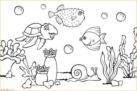 √13 Mewarnai Pemandangan Bawah Laut Untuk Anak 2020 - Marimewarnai.com App Drawings, Quiet Book Templates, Fish Coloring Page, Fruit Coloring Pages, School Murals, Easy Drawings For Kids, Basic Drawing, Relaxing Activities, Cute Coloring Pages