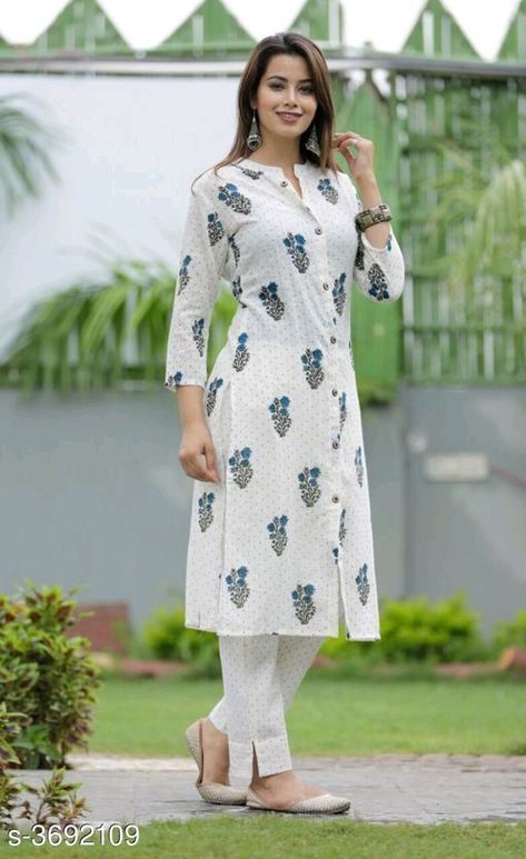 Kurti Ideas Style Patterns Cotton, Kurti Per Design, Kurty Pattern New, Pant Ideas For Kurti, Kurti Patterns Ideas, Designer Pants Pattern, Simple Kurti Designs Cotton Printed, Long Kurti Designs Casual, Kurti Ideas Style Patterns