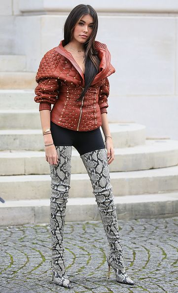 Madison Beer arrives at the Balmain show as part of the Paris Fashion Week Womenswear Fall/Winter 2017/2018 on March 2 2017 in Paris France Womens Thigh High Boots, Madison Beer Outfits, Thigh High Boots Heels, Winter Chic, Thigh Boot, Beautiful Boots, Madison Beer, Fur Fashion, Boots Outfit