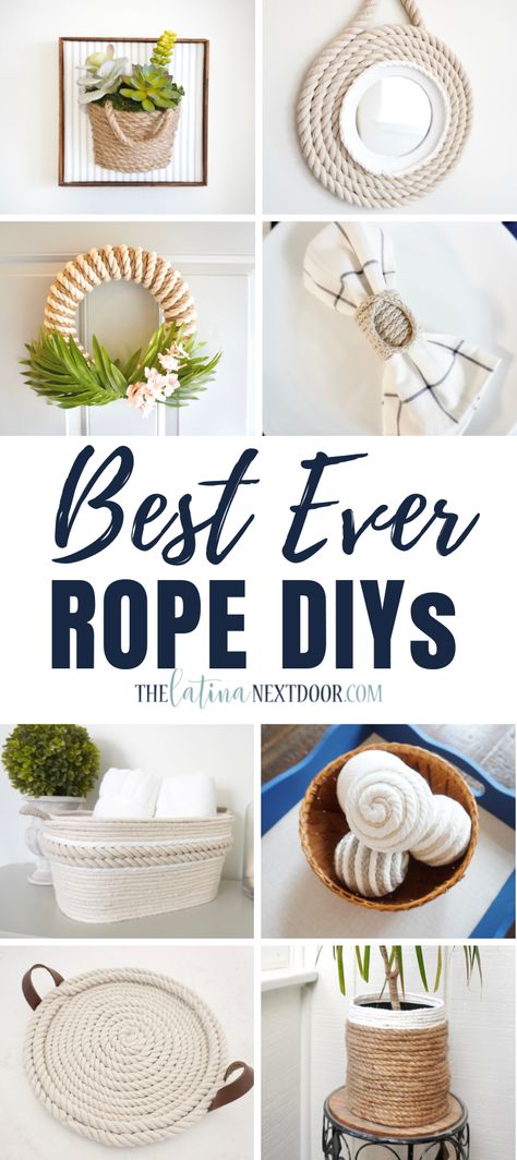 Craft Rope Ideas, Dollar Tree Rope Crafts, Rope Crafts Diy Decor, Nautical Rope Crafts, Rope Diy Projects, Diy Rope Design, Twine Crafts Diy, Hessian Crafts, Rope Wreath Diy