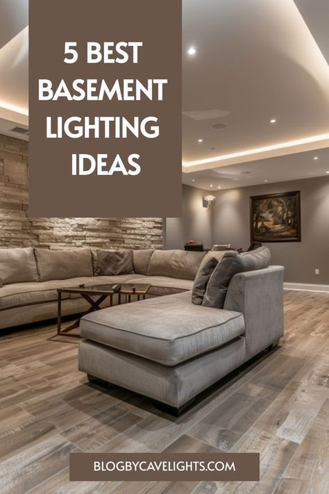 Transform your basement with our 5 favorite basement lighting ideas. Make your space warm and inviting. Read more now! 💖 Industrial Chic Basement, Best Basement Ideas, Basement Bar Lighting Ideas, Amazing Basements, Farmhouse Basement Ideas, Bay Window Inspiration, Stone Basement, Basement Lighting Ideas, Small Finished Basements