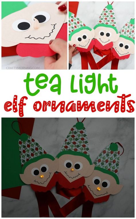 Tea Light Elf Ornaments - Crafty Morning Tea Light Ornaments Diy, Elf Ornaments Diy Kids, Diy Elf Ornaments, Elf Ornaments Diy, Light Elf, Tea Light Crafts, Ornaments Diy Kids, Elf Crafts, Crafty Morning