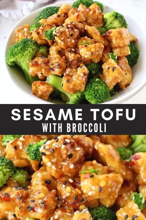 Tofu With Broccoli, Veggie Society, Broccoli Tofu, Resep Vegan, Sesame Tofu, Tofu Recipes Vegan, Soy Curls, Tofu Recipe, Sesame Sauce