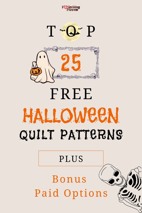 Top 25 Free Halloween Quilt Patterns (+10 Bonus Patterns For Sale) Jelly Roll Halloween Quilt Patterns Free, Halloween Paper Pieced Quilt Patterns Free, Halloween Crazy Quilt, Halloween Quilts Patterns, Halloween Quilt Blocks Free Pattern, Free Halloween Quilt Patterns, Halloween Quilt Patterns Free, Halloween Quilts Ideas Free Pattern, Quilting Patterns Free Templates