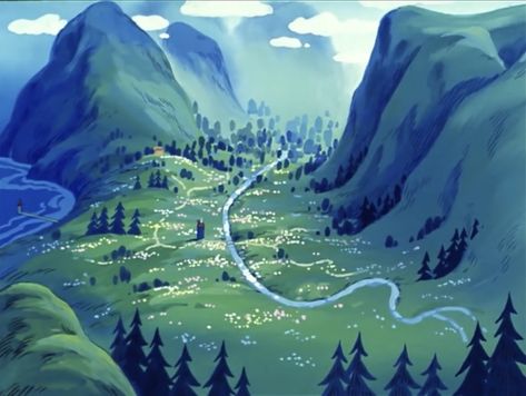 Moominvalley Background, Moomin Landscape, Moomin Wallpaper Desktop, Moomin Widget, Moomin Valley Aesthetic, Moomin Background, Moomin Painting, Moomin Scenery, Moomins Aesthetic