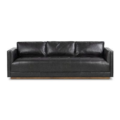 This traditional line combines light distressing and eco-friendly mango wood to create a rustic, warm ambiance. Calabrese is a majestic collection of handcrafted bedroom furniture, featuring an antique style and elegance. Upholstery Color: Sonoma Black Genuine Leather AllModern Calabrese Sofa-90" - Sofas in Black/Brown | Size 30.5 H x 90.0 W x 32.75 D in | Birch Lane Black Leather Sofa, Top Grain Leather Sofa, Living Room Tv Stand, Four Hands, Modern Furniture Living Room, Rectangular Dining Table, Tufting Buttons, Upholstered Sofa, Dresser As Nightstand