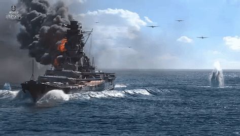 vR4vBDex4gU24.gif (480×272) Pearl Harbour Attack, Yamato Battleship, Uss Alabama, Uss Texas, Sea Battle, Uss Arizona, Naval History, Military Pictures, World Of Tanks