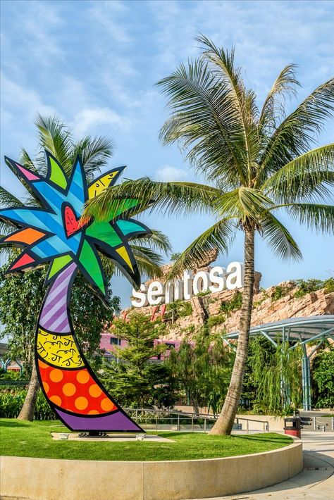 Colourful Entrance sign to the Sentosa integrated Island Resort, Singapore-Stock Photo Sentosa Island Singapore, Singapore Vacation, Singapore Island, Singapore Itinerary, Singapore Photos, Entrance Sign, Singapore Malaysia, Island Tour, Island Resort