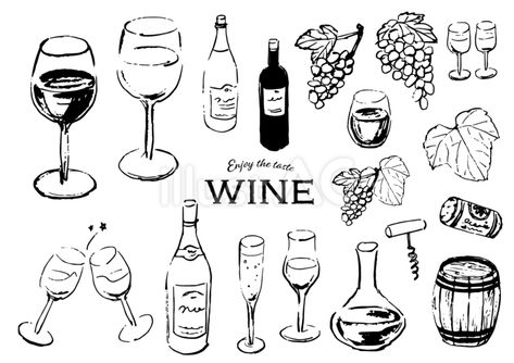 Free Vectors | line drawing of wine Monochrome Illustration, Sake Bottle, Multiple Images, Free For Commercial Use, Free Clipart, Free Vectors, Wine Bottles, Free Illustrations, Wine Tasting